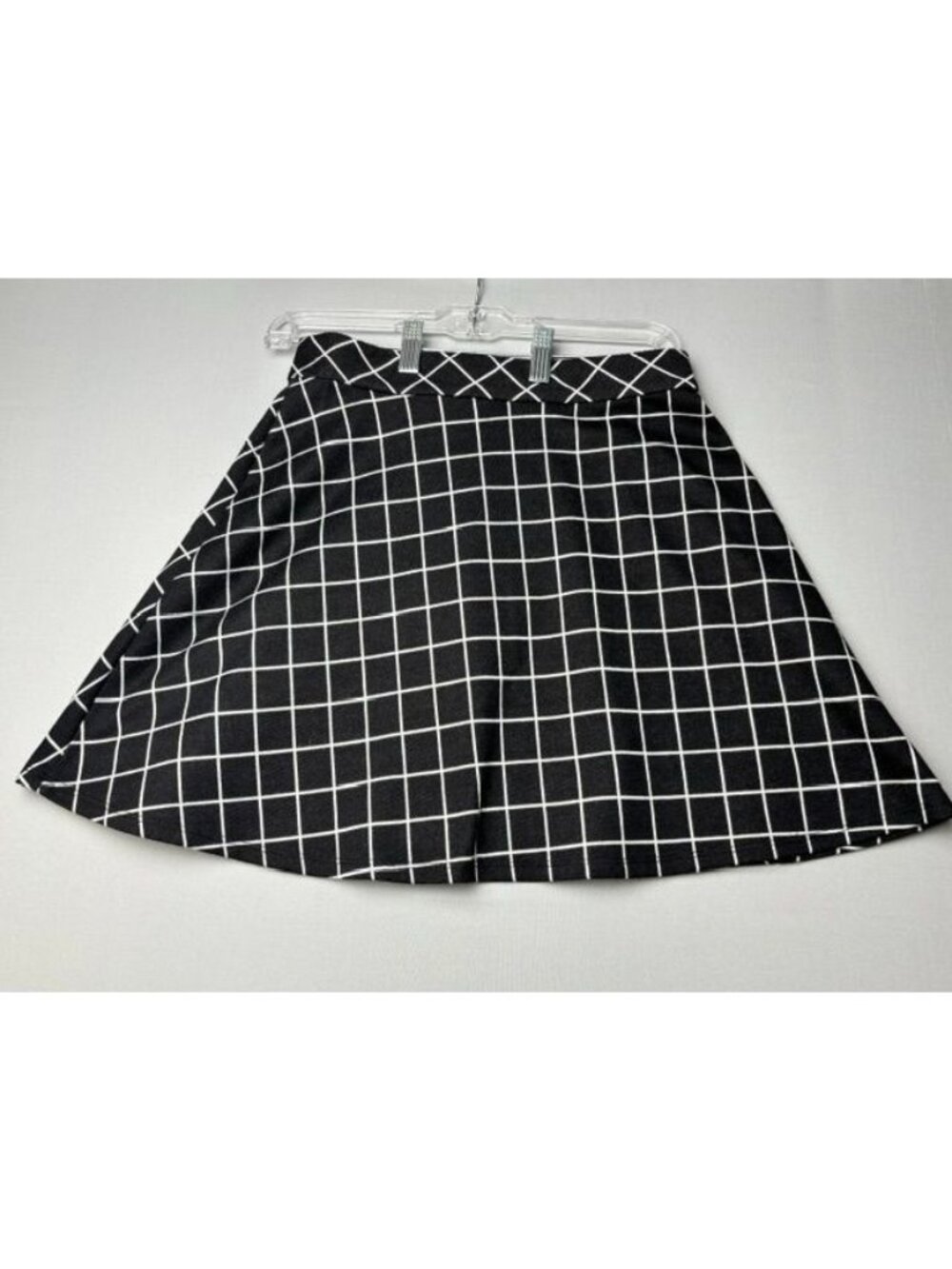 Joe B Black and White Windowpane A-Line Skater Skirt Large